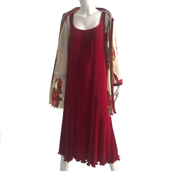 Virginie Paris Micro Pleated 2 Pc Dress Floral Vintage France - Picture 4 of 12